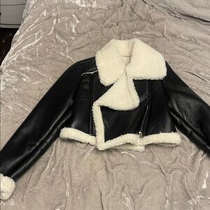 Black and White Shearling Women's Jacket